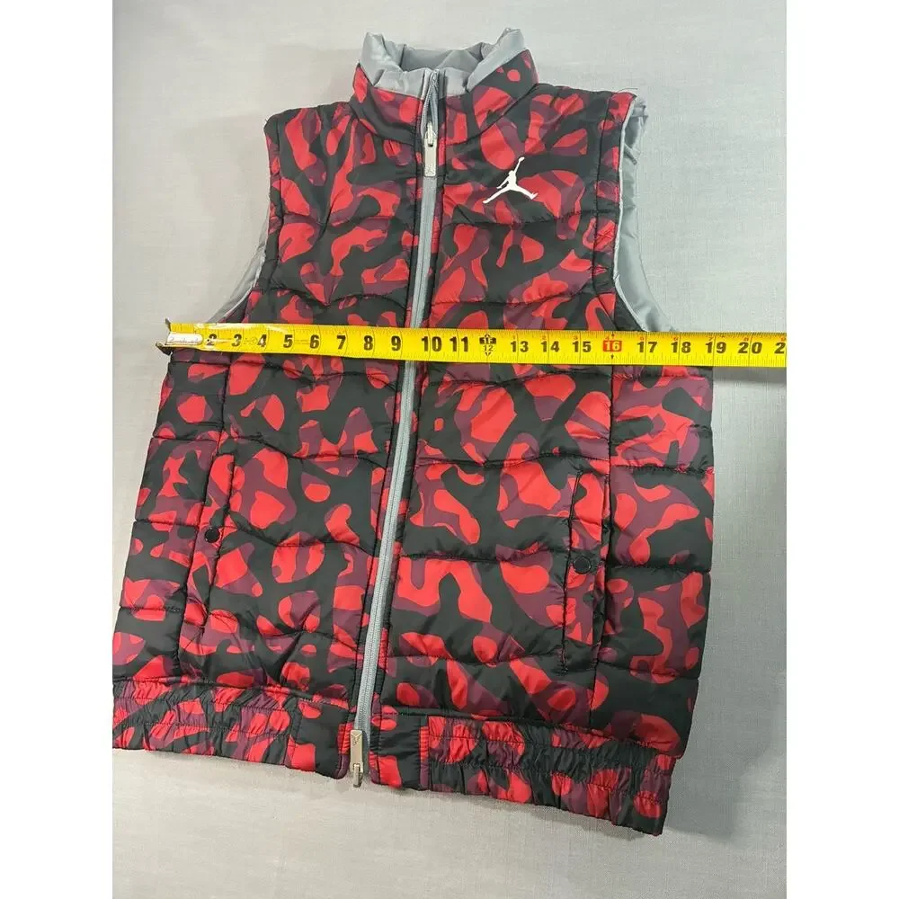 Jordan Reversible Puffer Vest Men's Small Red Gray Camo Full Zip (See Descr)